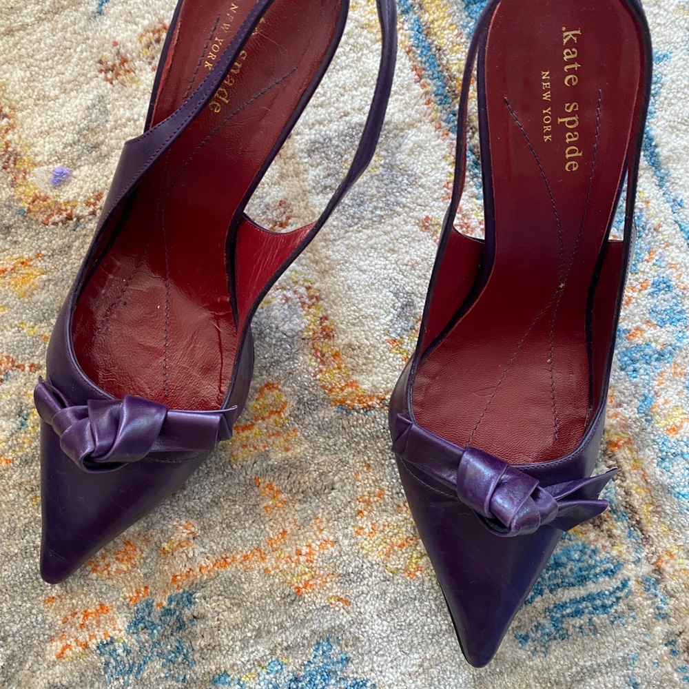 Kate Spade calf leather Glacial Slingback pump in Grape Purple - Picture 3 of 13